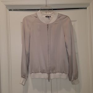 Paige Silky Silvery Beige Baseball Jacket